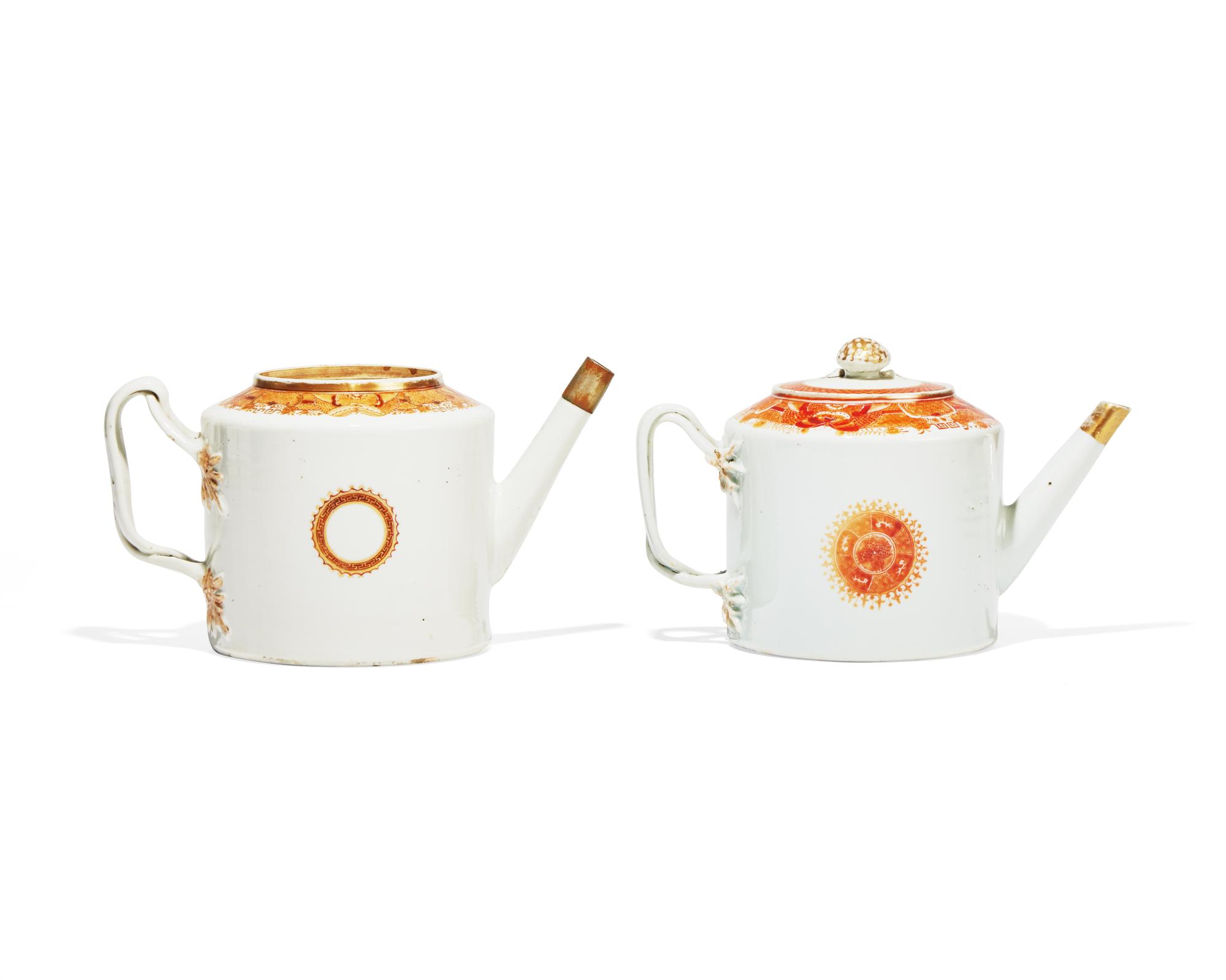 An Assembled Collection of Thirteen Chinese Export Porcelain Orange Palette and Fitzhugh Tablewares, Circa 1800