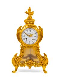 A Louis XV Style Gilt Bronze Mantel Clock