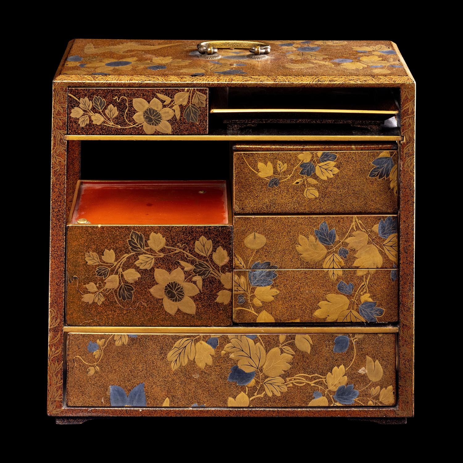 A Japanese Gold Lacquer Portable Picnic Set, Sagejubako