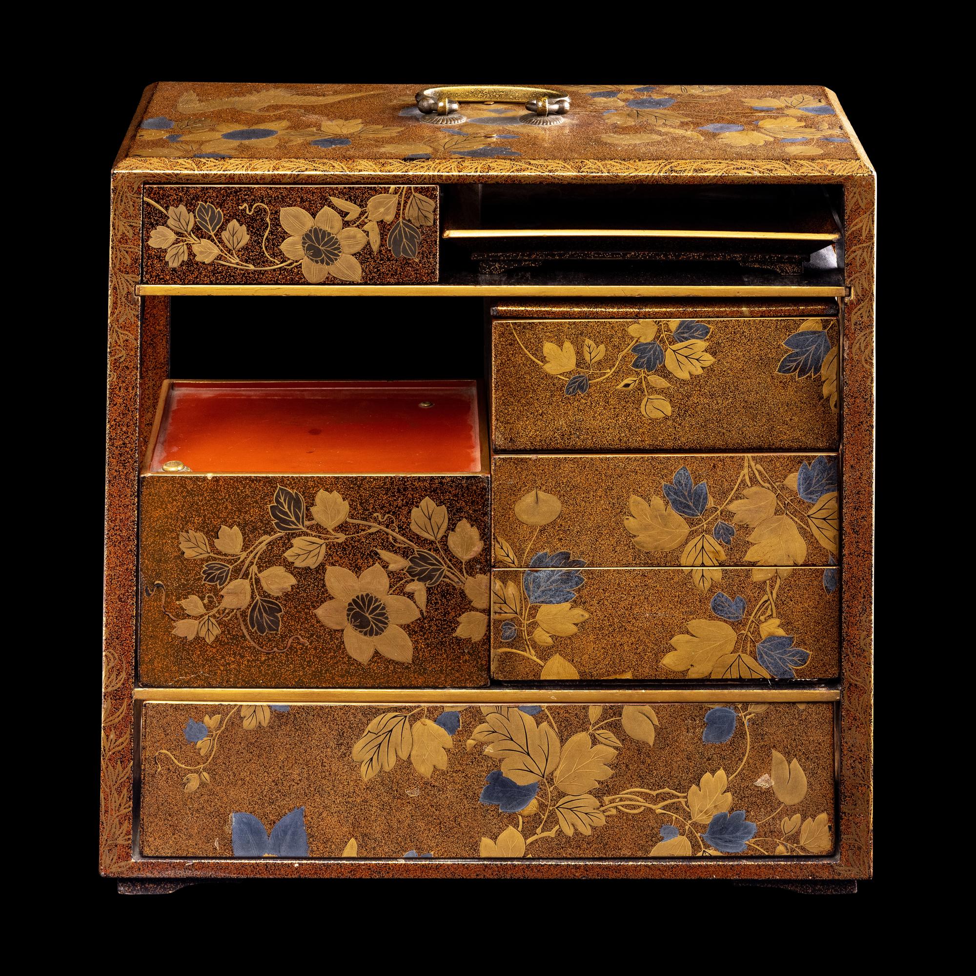 A Japanese Gold Lacquer Portable Picnic Set, Sagejubako
