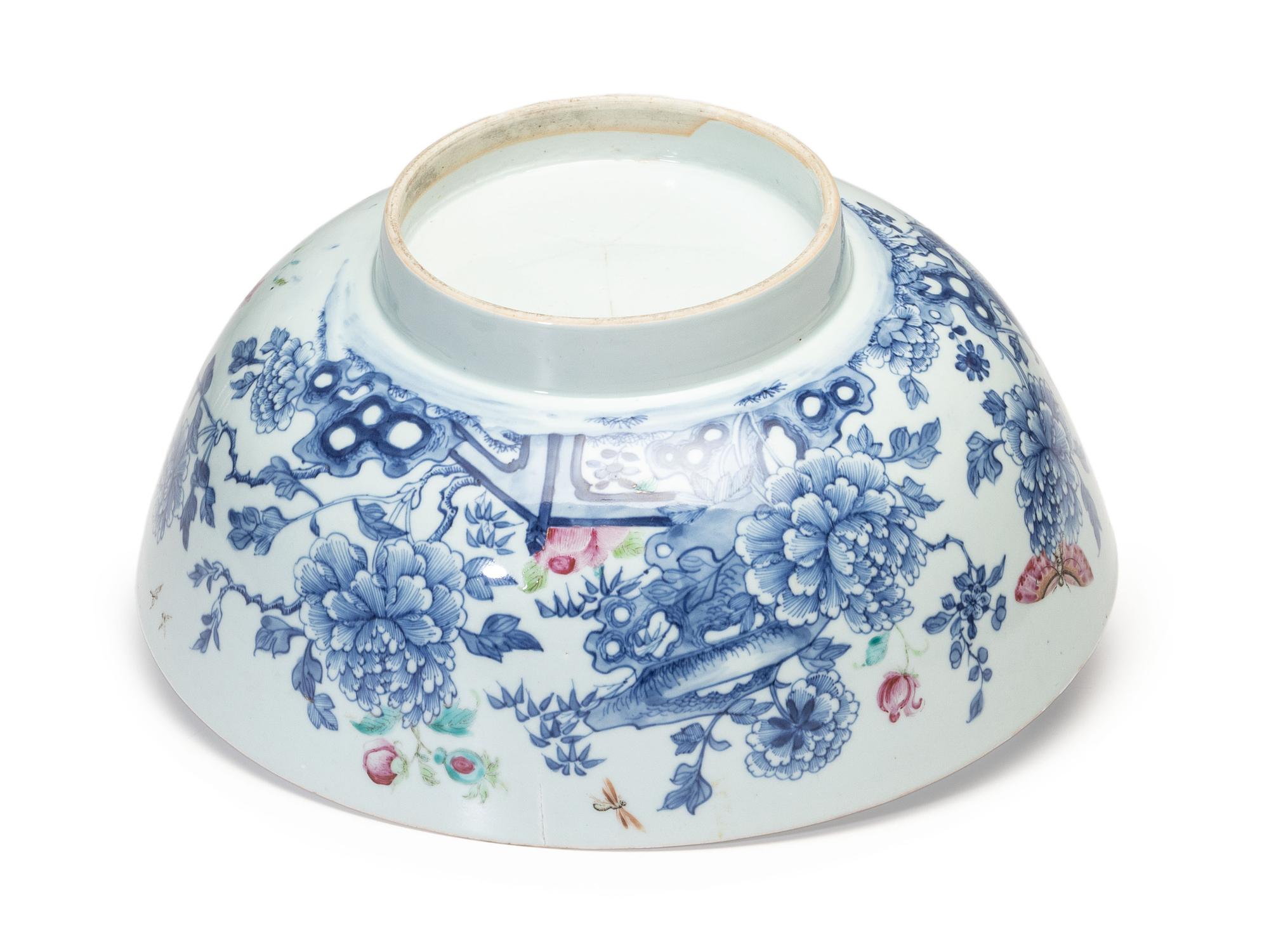 A Chinese Porcelain 'Flower and Butterfly' Punch Bowl