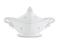 A Continental White-Glazed Faience Tureen