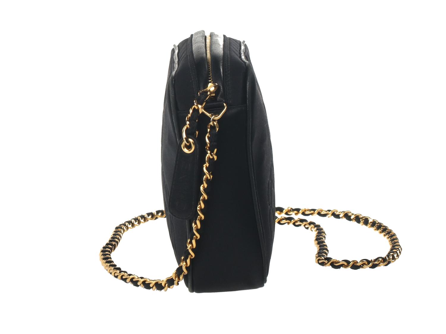 Chanel Camellia Camera Bag in Black Satin