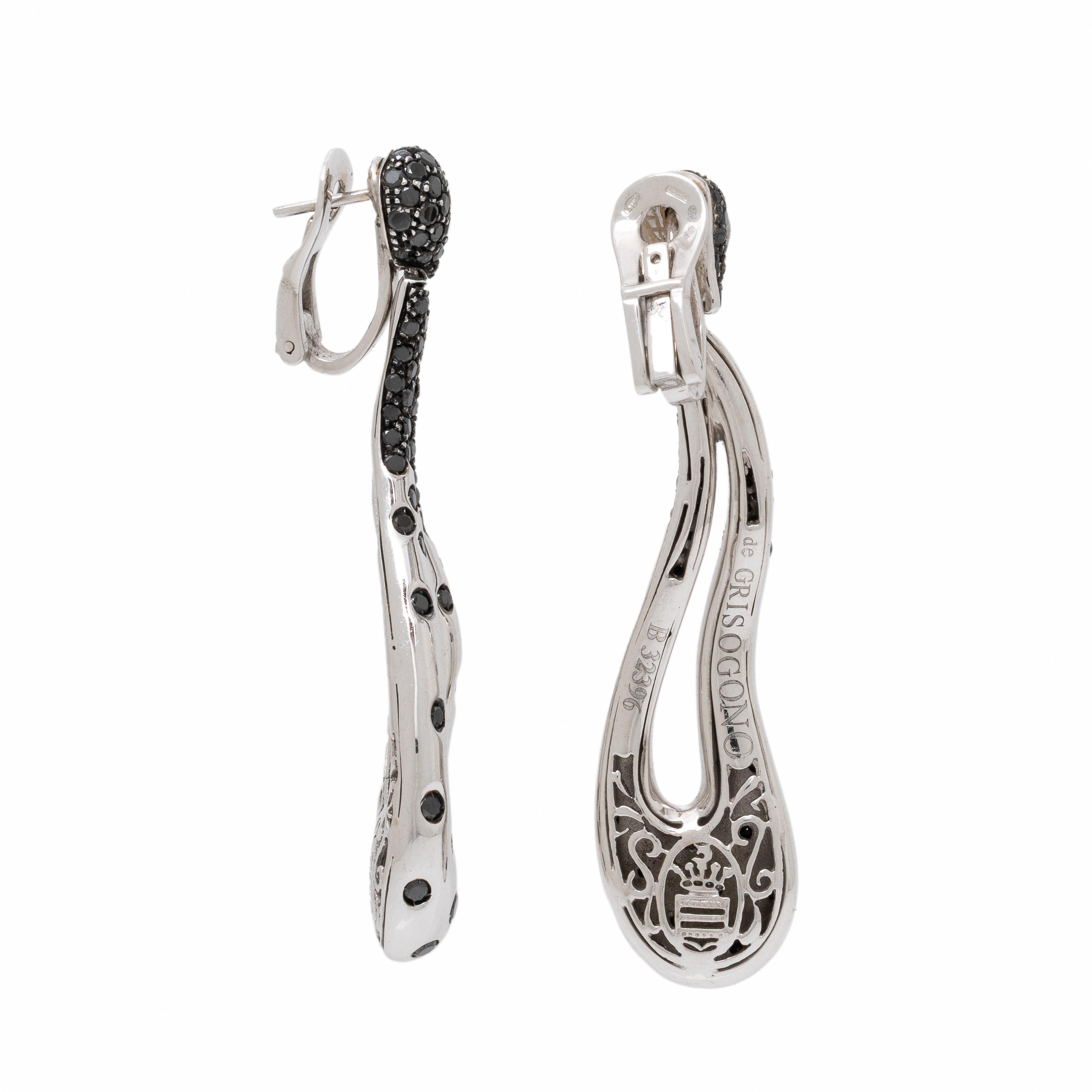 De Grisogono, White Gold and Black Diamond Earrings