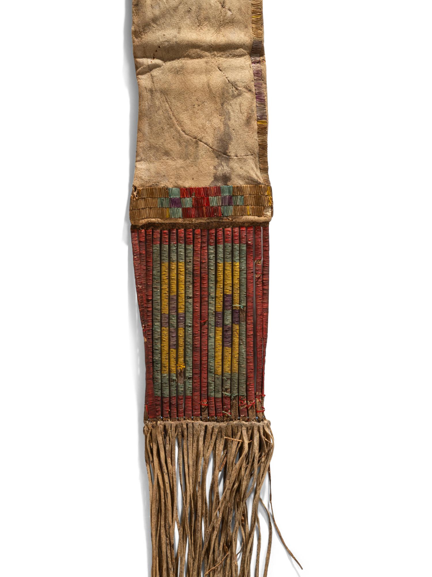 Early Sioux Quilled Buffalo Hide Tobacco Bag