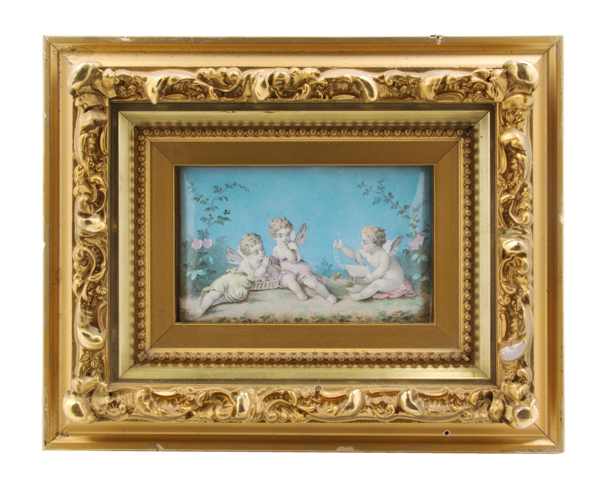 A French Enamel on Copper Plaque, Height of plaque 3 x width 5 inches.