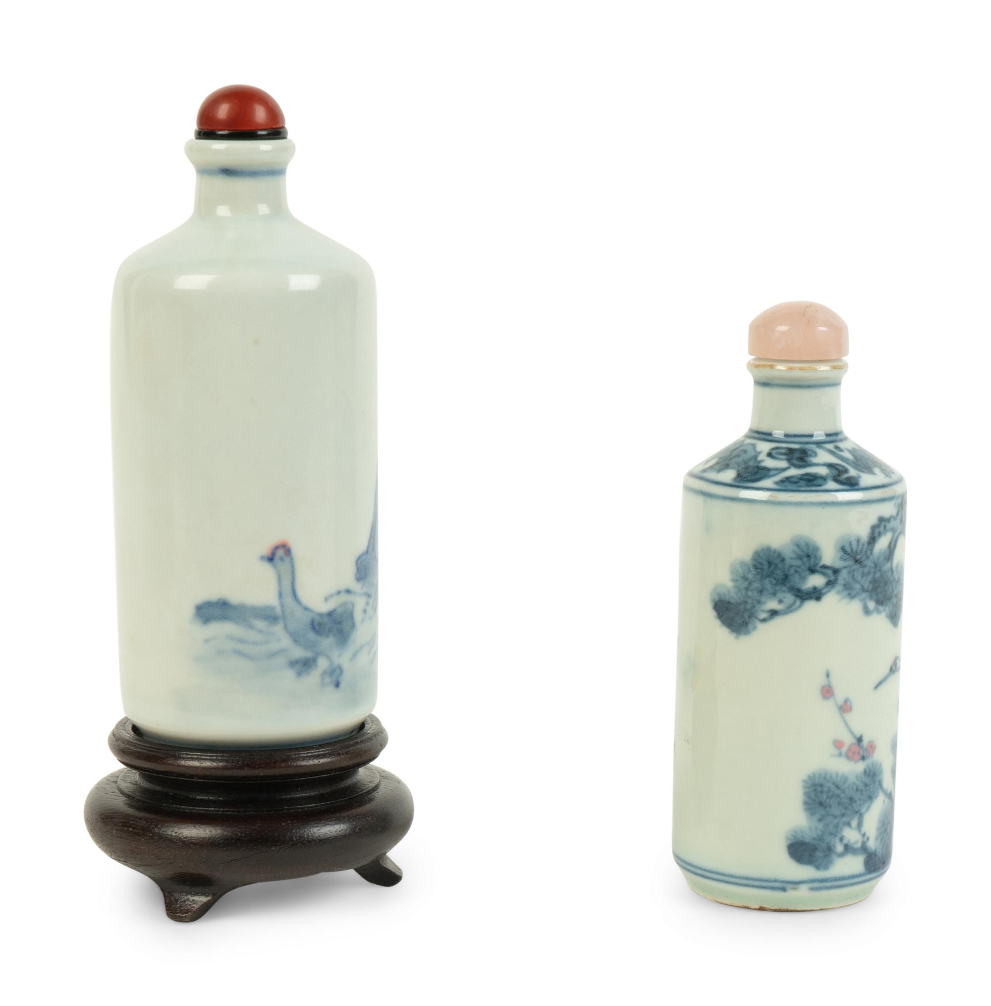 Two Blue and White Porcelain Snuff Bottles — 19TH/20TH CENTURY