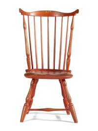 A Red-Stained Comb-Back Compass-Seat Windsor Side Chair
