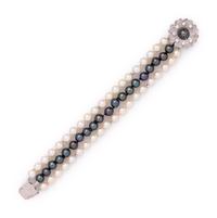 CULTURED PEARL AND DIAMOND BRACELET