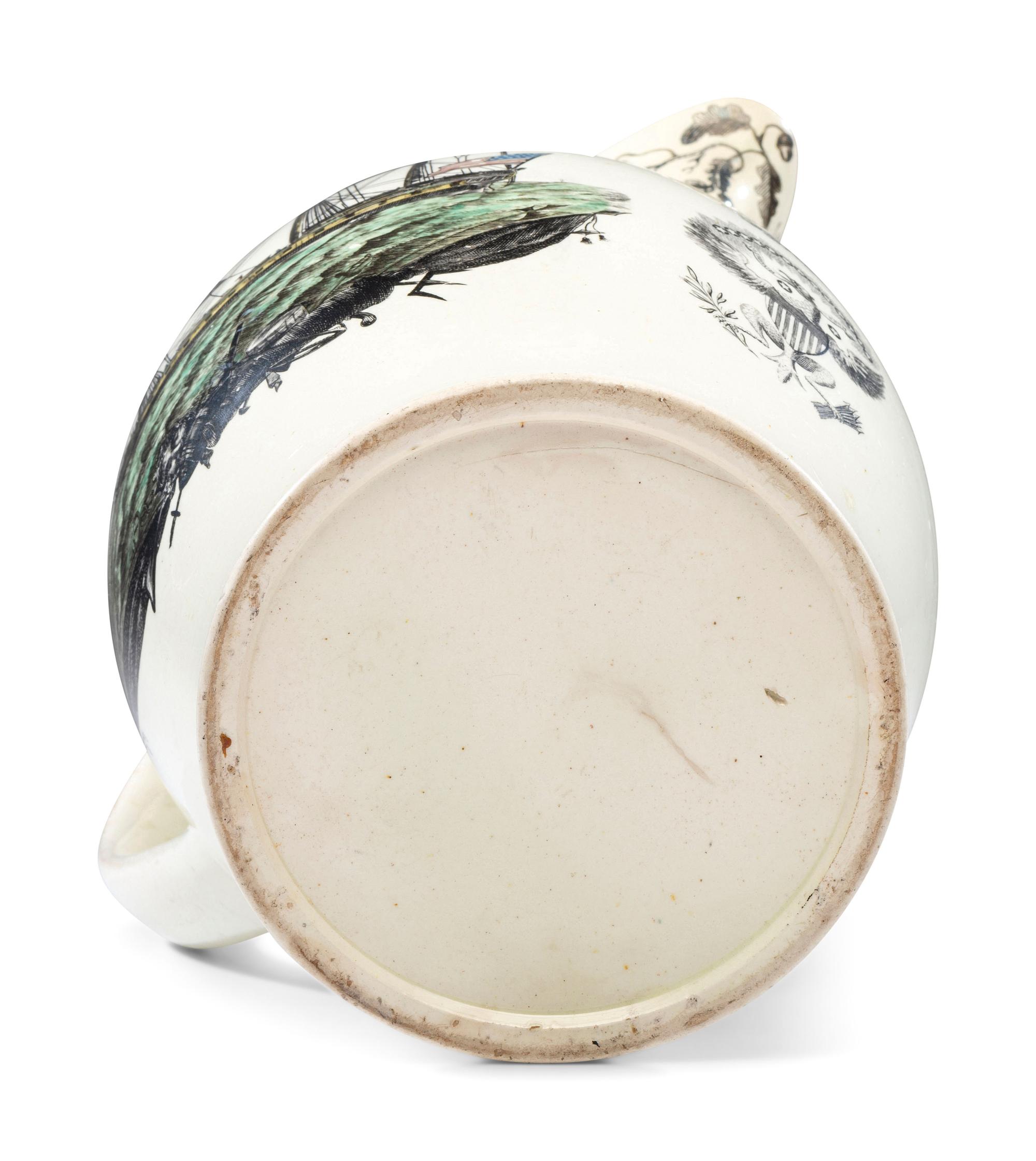 A Liverpool Creamware 'John Adams' Pitcher