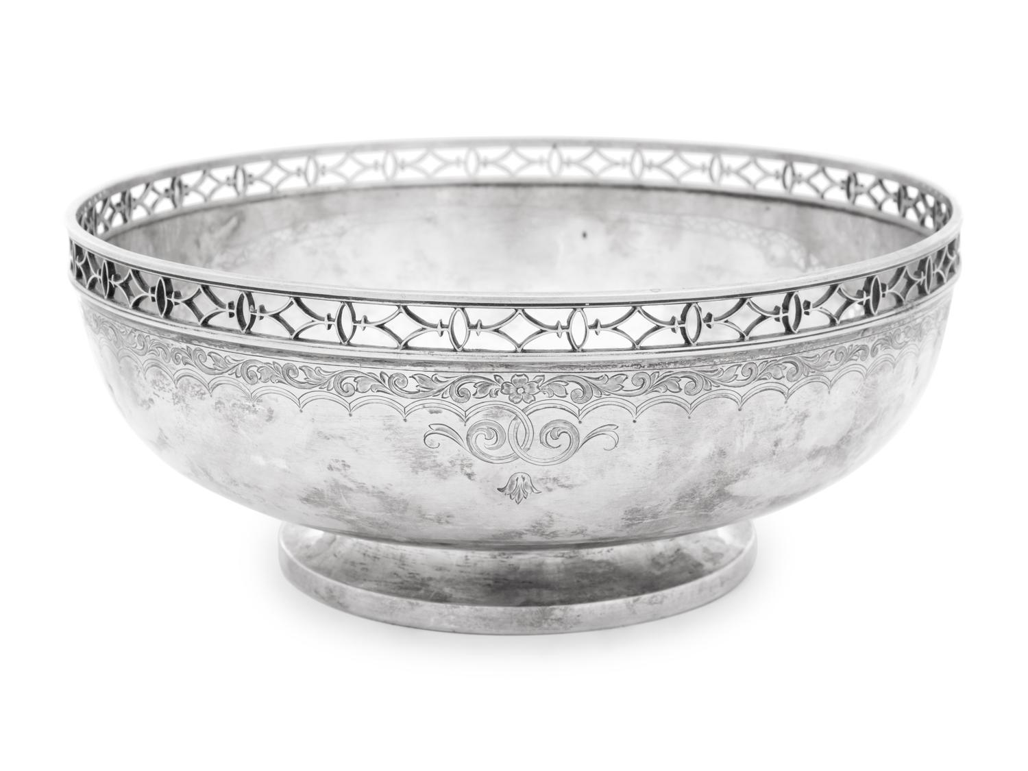 An American Silver Bowl With a Pierced Rim