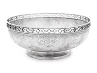 An American Silver Bowl With a Pierced Rim