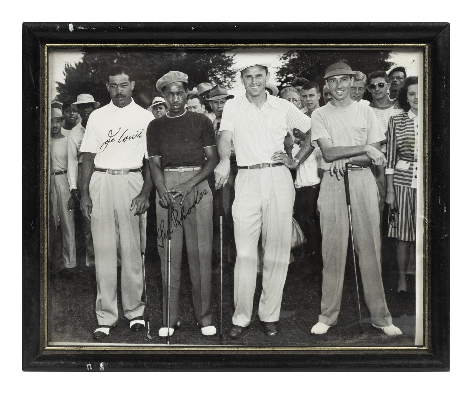 A Vintage Joe Louis and Ted Rhodes Signed Autograph Golf Foursome Photo,