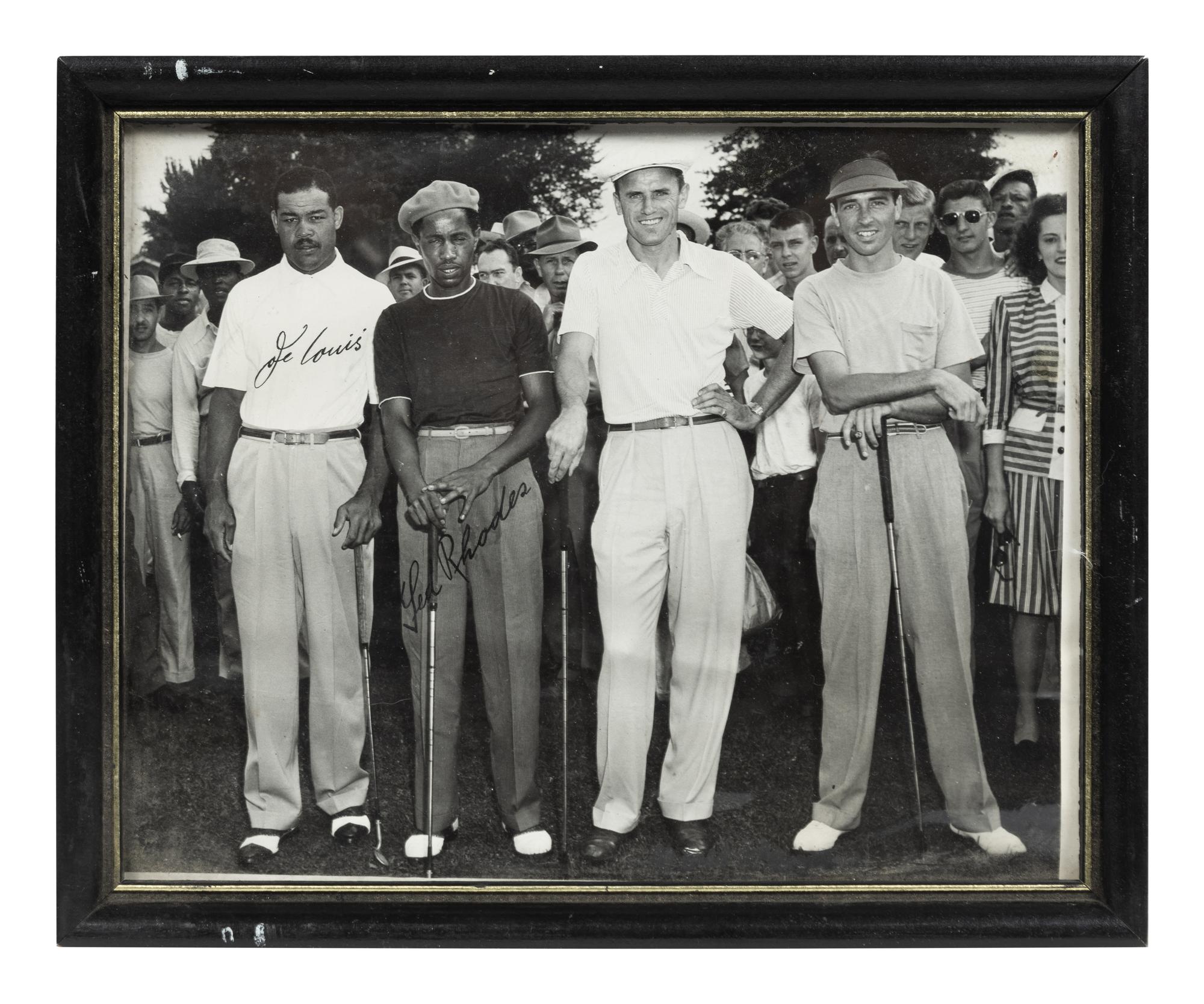 A Vintage Joe Louis and Ted Rhodes Signed Autograph Golf Foursome Photo,