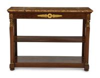 A French Empire Gilt Bronze Mounted Mahogany Breche d'alep Marble-Top Console Table