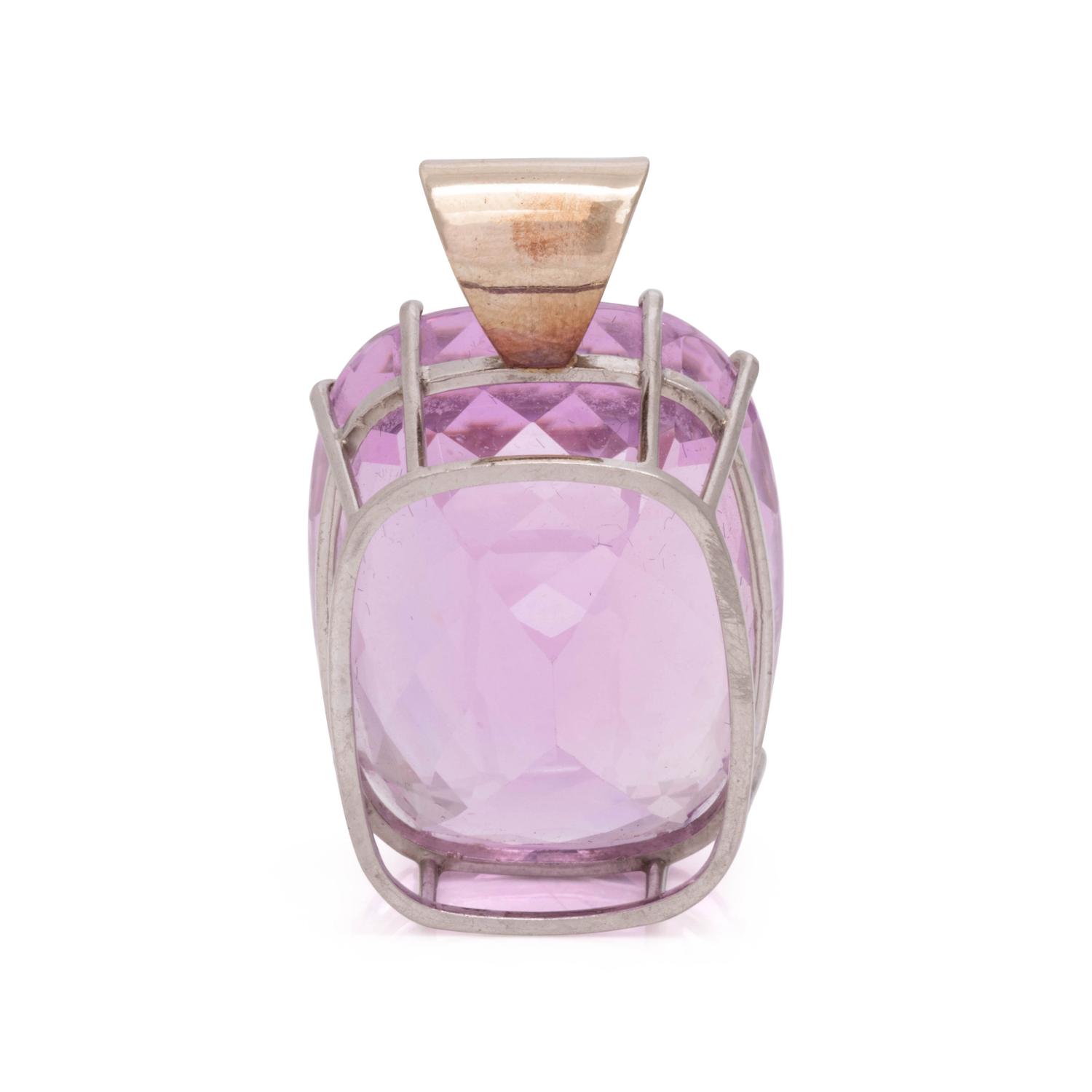 KUNZITE AND DIAMOND PENDANT