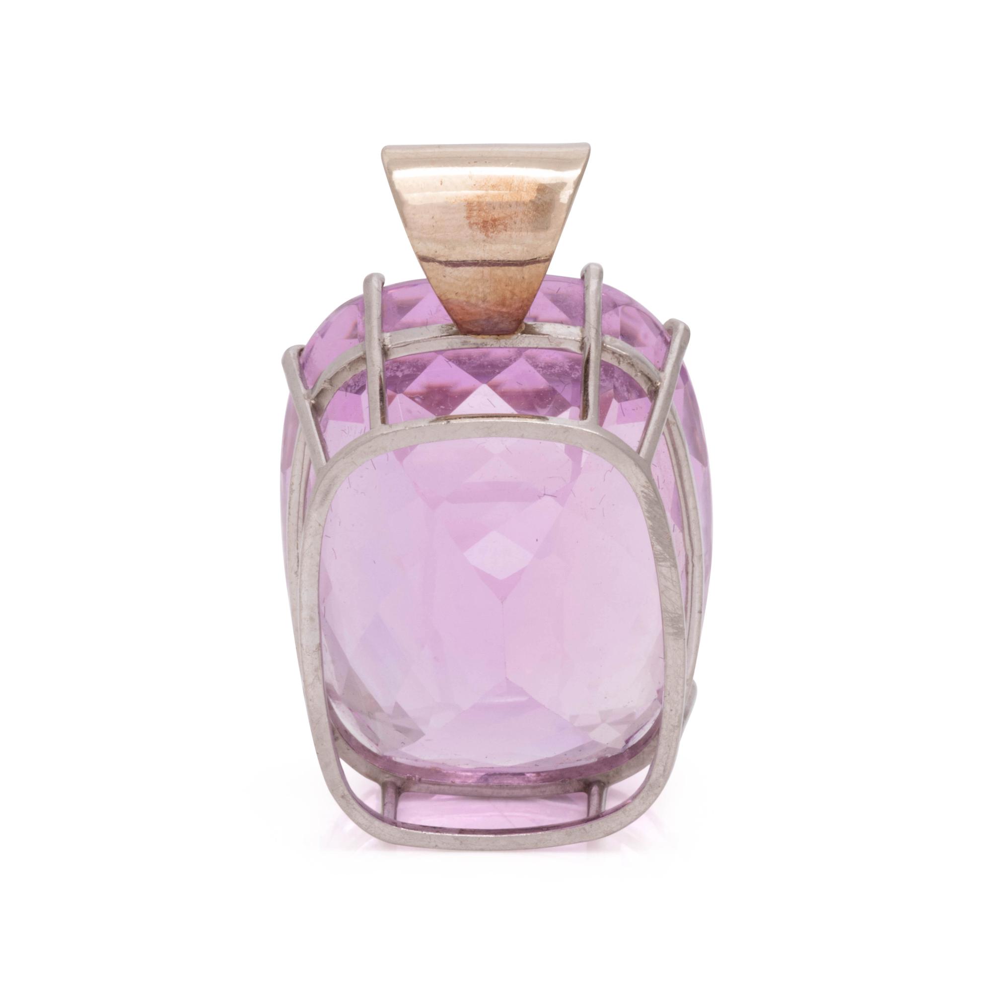 KUNZITE AND DIAMOND PENDANT