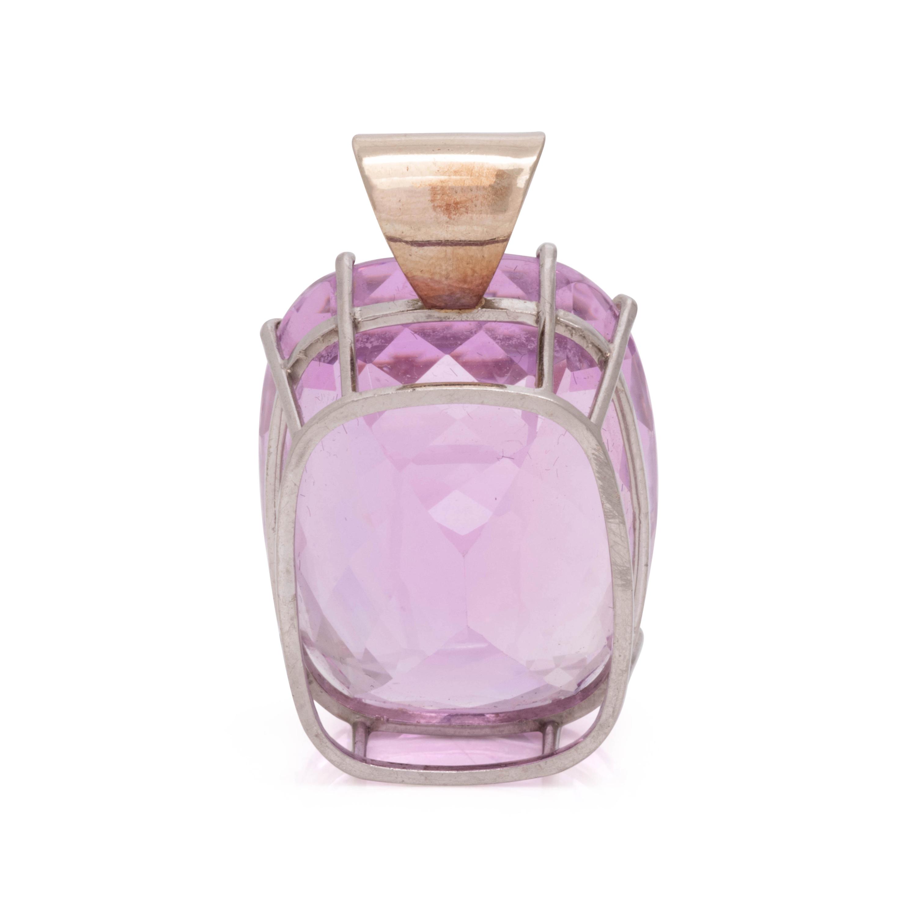 KUNZITE AND DIAMOND PENDANT