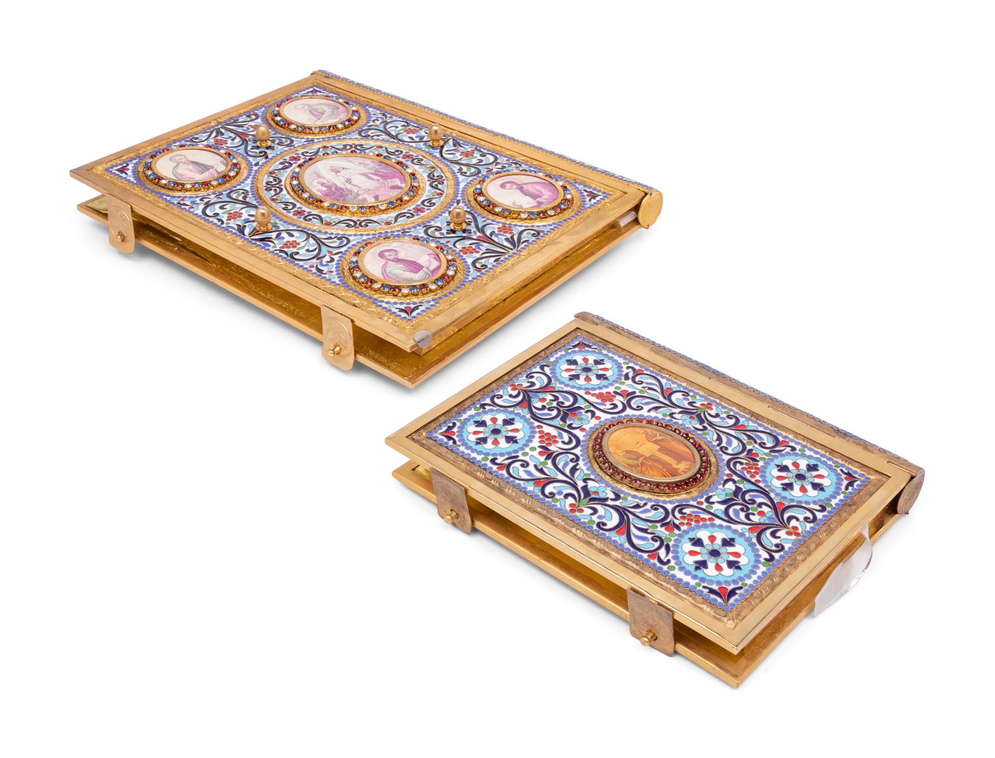 A Group of Russian Champleve Enamel Articles