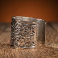 Navajo Stamped Silver Cuff Bracelet