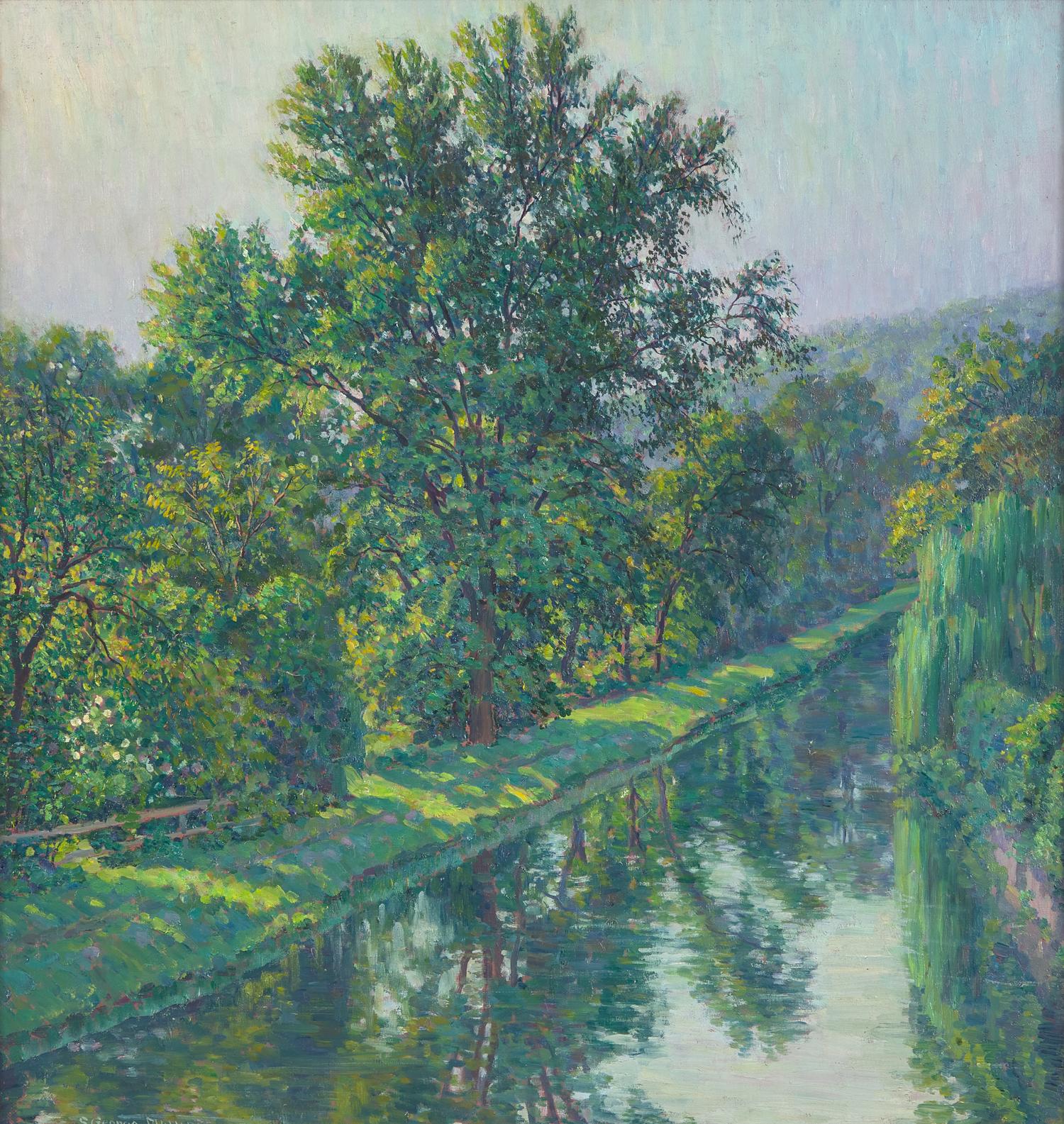 Canal View, New Hope ; with Study of Two Characters (on the reverse)