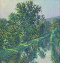 Canal View, New Hope ; with Study of Two Characters (on the reverse)
