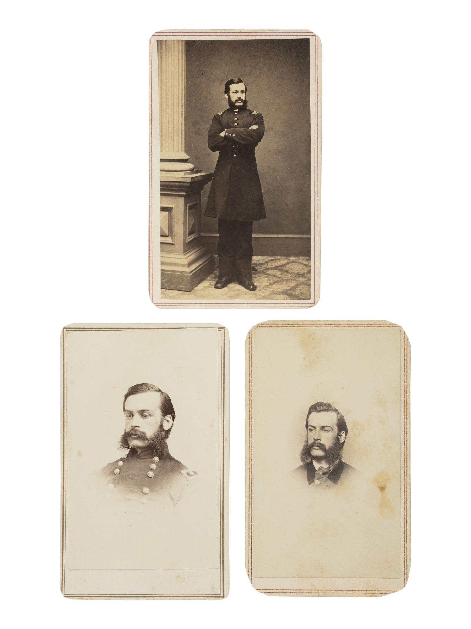 [CIVIL WAR]. 3 CDV portraits of General Cyrus Hamlin (1839-1867) in uniform, descended directly in the family of Vice President Hannibal Hamlin.