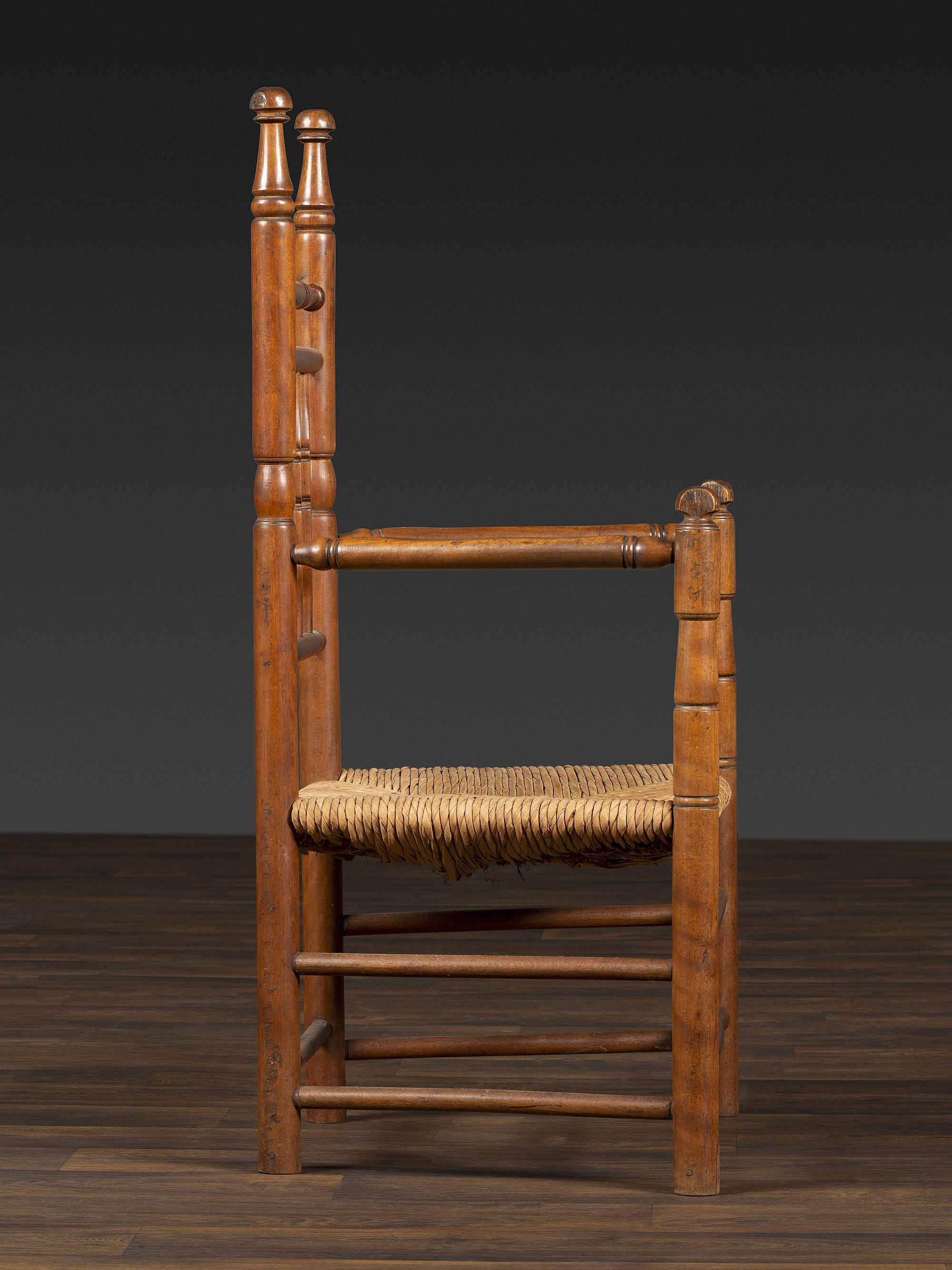 A William and Mary Turned Rush Seat Armchair
