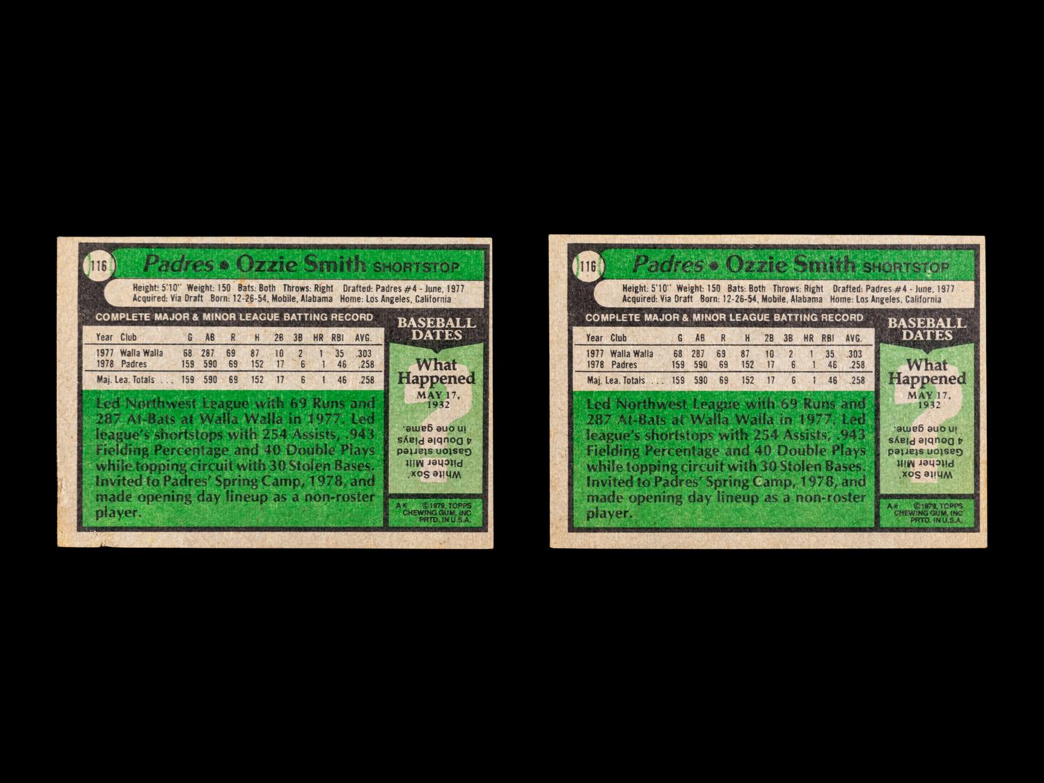 A Group of Over 1,150 1979 Topps Baseball Cards Including Two Ozzie Smith Rookie Cards