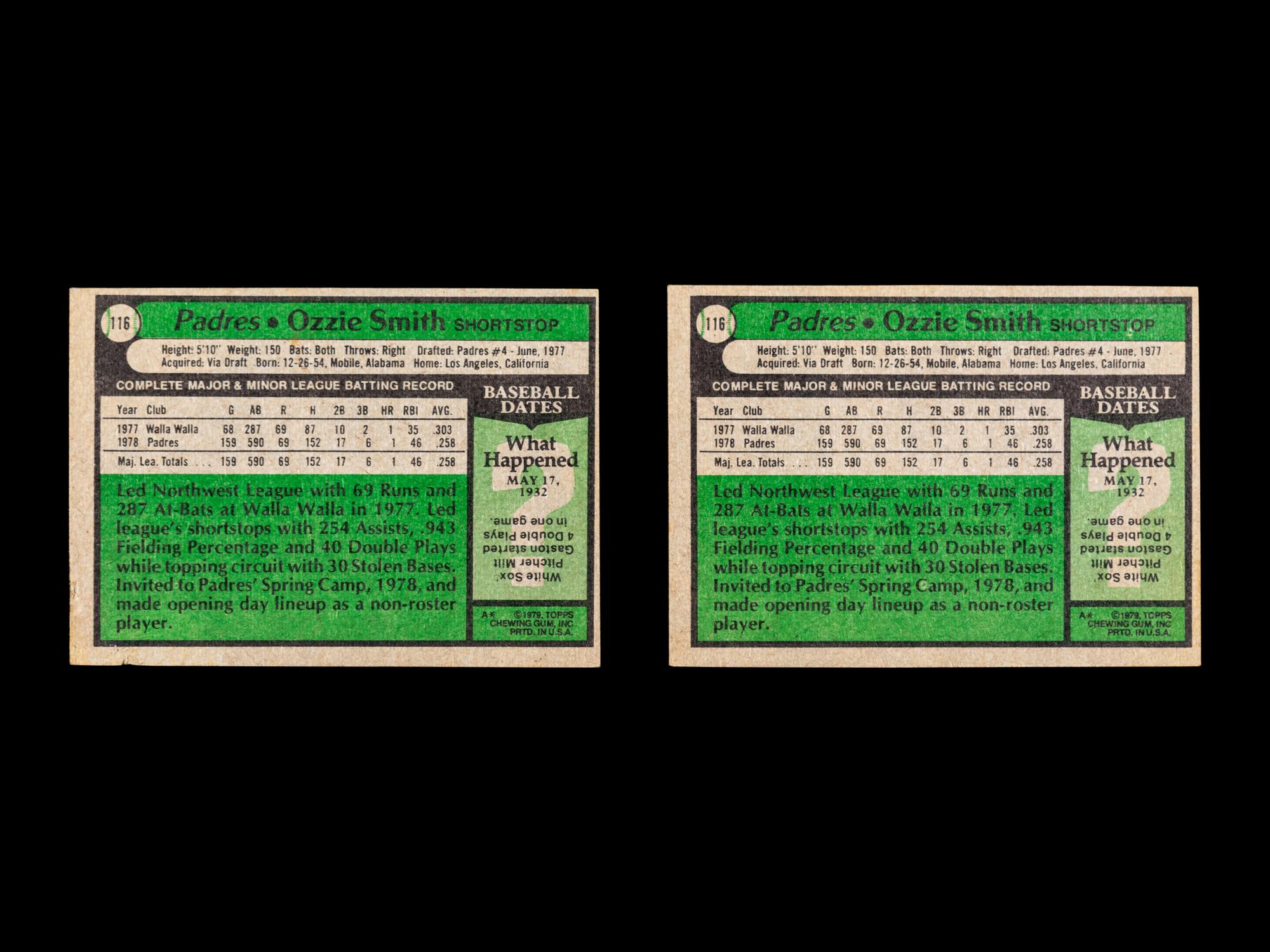 A Group of Over 1,150 1979 Topps Baseball Cards Including Two Ozzie Smith Rookie Cards