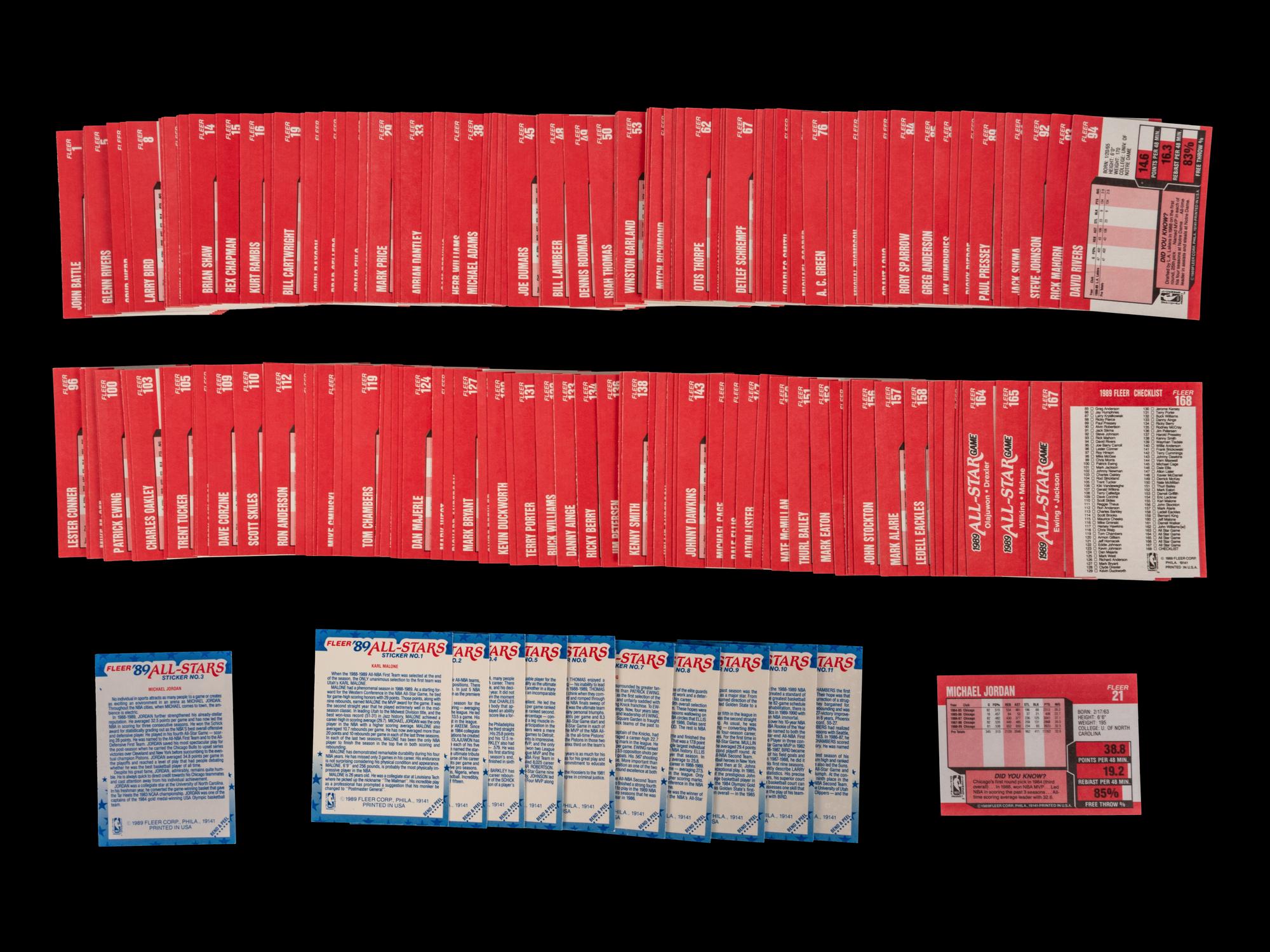 A Complete Set of 1989 Fleer Basketball Cards Including Michael Jordan (168/168)