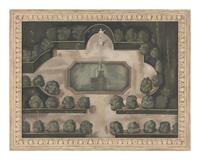 A Pair of Painted Panels Depicting Baroque Gardens