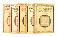 TWO WORLDS MONTHLY. Ulysses [partial in Two Worlds Monthly] New York, 1926-1927. 5 (of 11) issues.