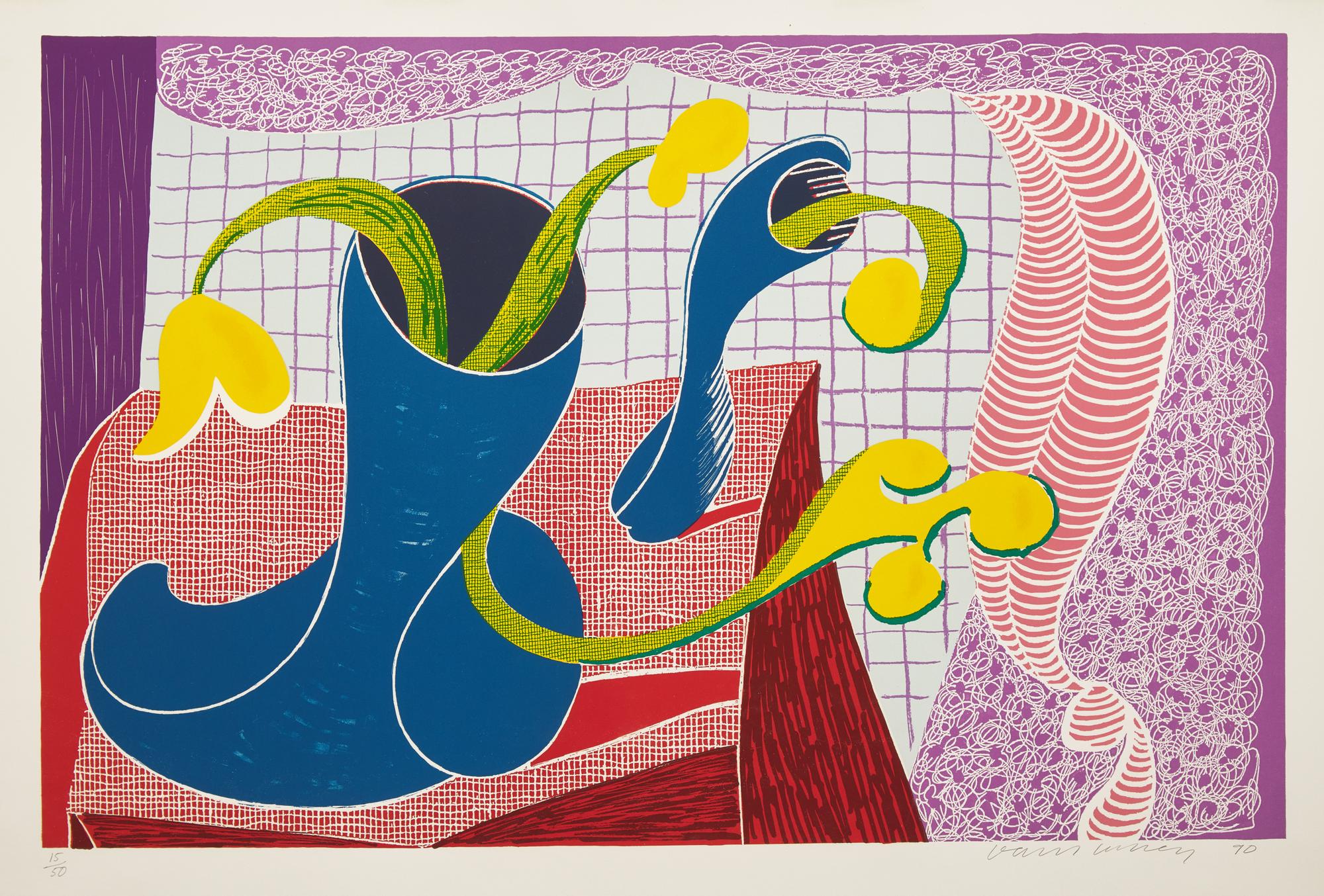 David Hockney (British, b. 1937) — Four Flowers in Still Life, 1990