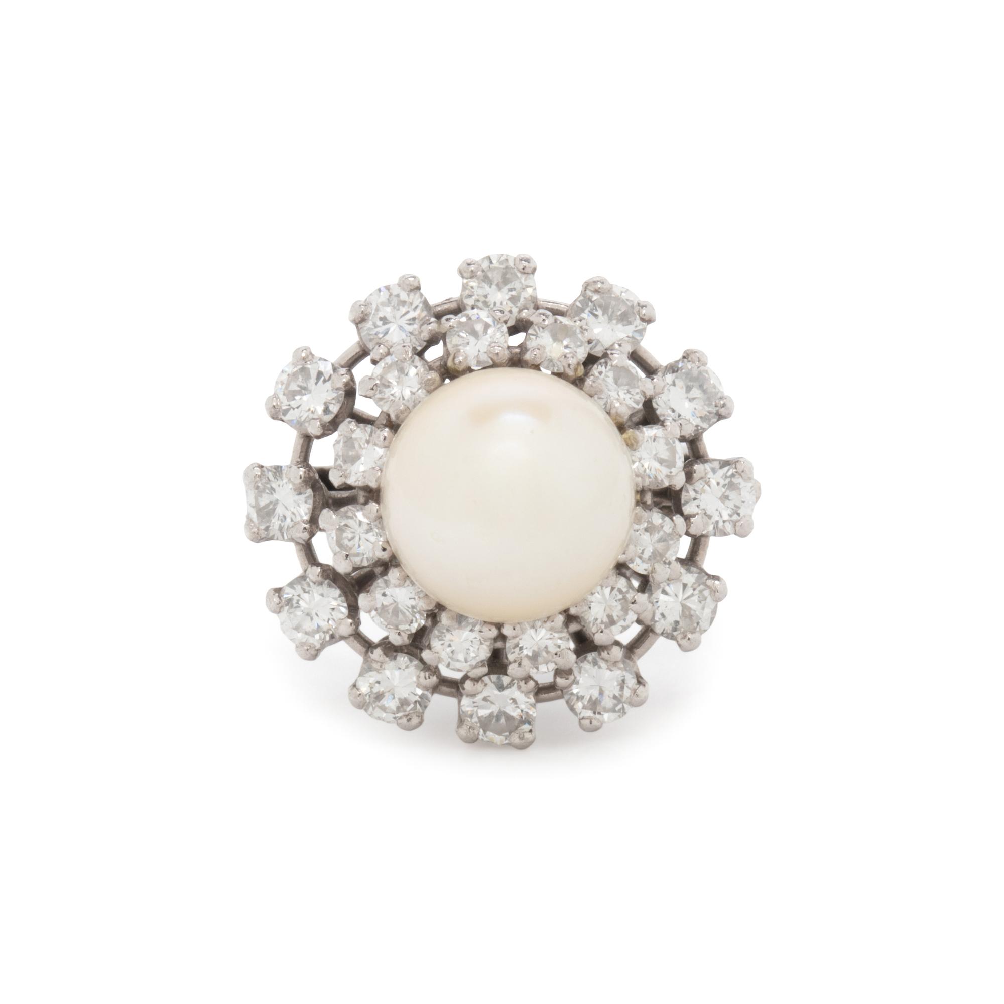 CULTURED PEARL AND DIAMOND RING