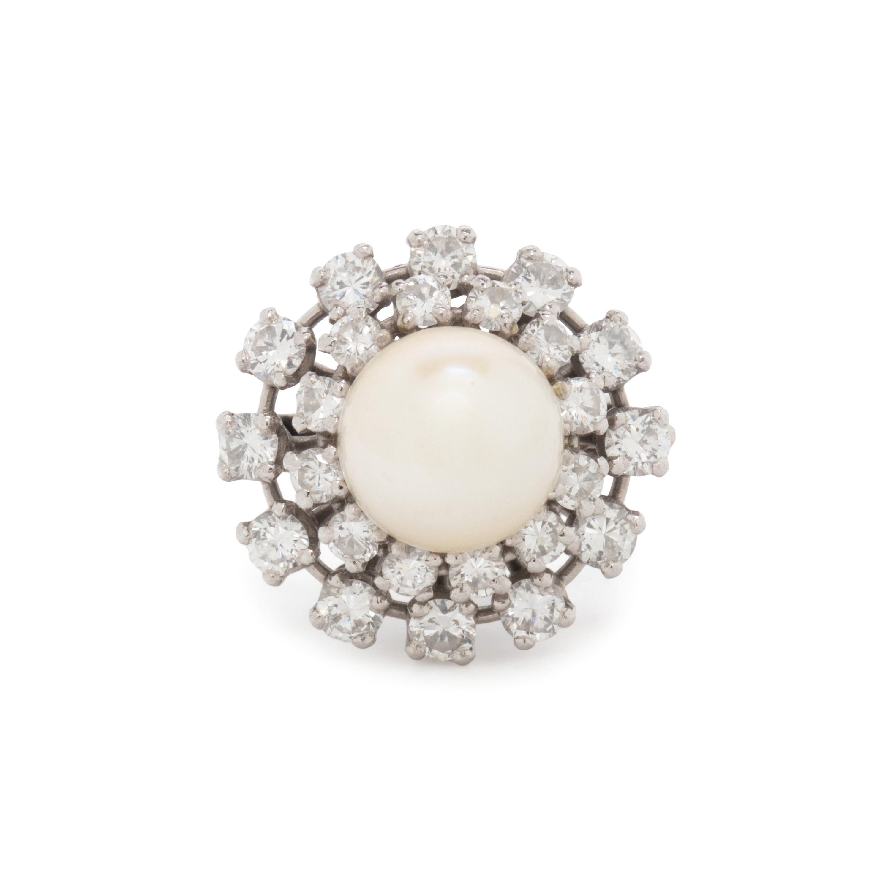 CULTURED PEARL AND DIAMOND RING