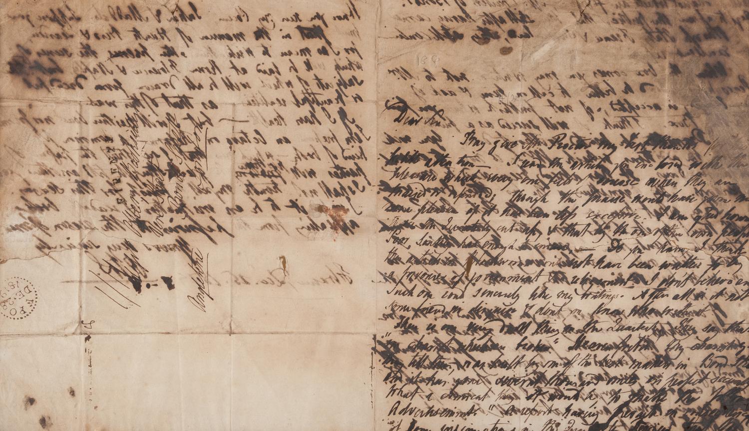 SHELLEY, Percy Bysshe (1792-1822). Autograph letter signed ("P. B. S."), to Charles Ollier. Florence, Italy, 15 December 1819.