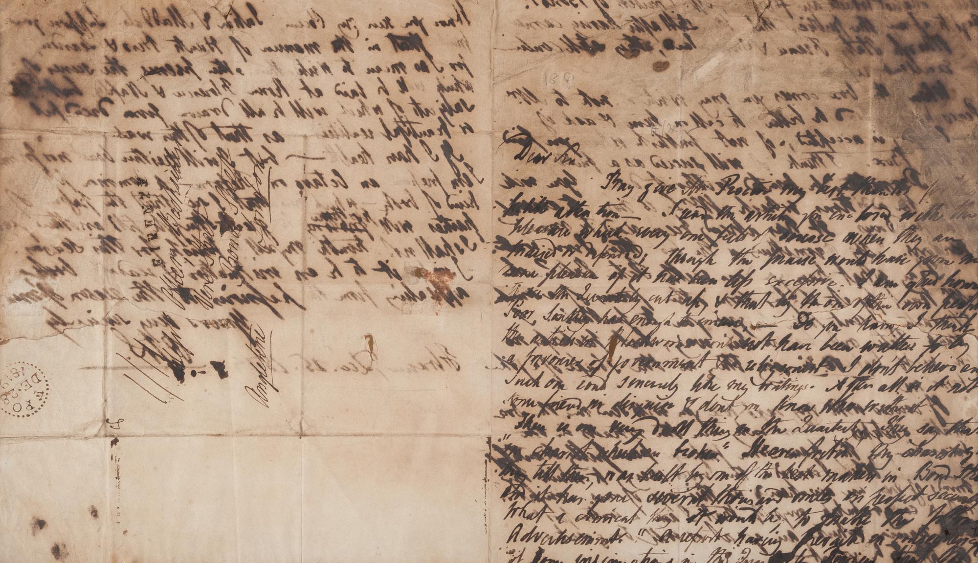 SHELLEY, Percy Bysshe (1792-1822). Autograph letter signed ("P. B. S."), to Charles Ollier. Florence, Italy, 15 December 1819.