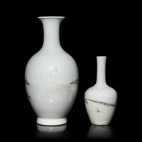 Two Chinese Qianjiang Enameled 'Landscape' Porcelain Vases, Late 19th-20th Century — 晚清-民國 淺绛彩山水瓶兩隻