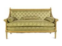 A Louis XVI Style Painted and Parcel Gilt Settee