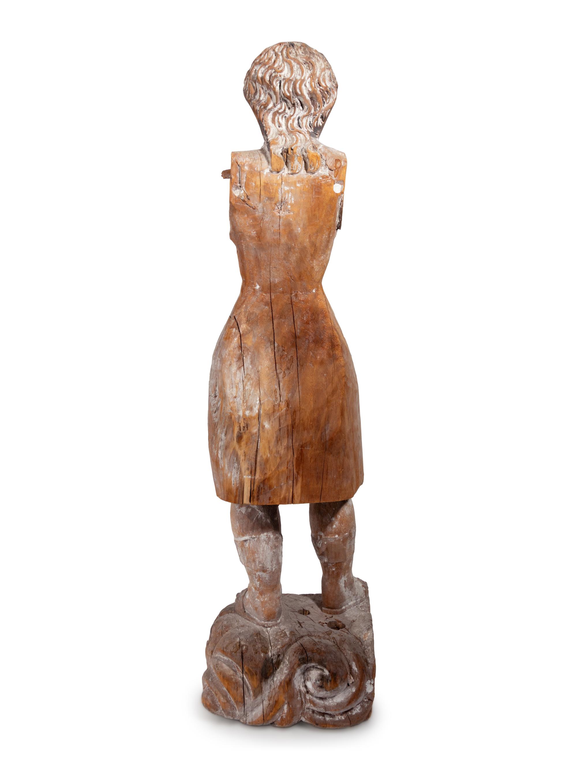 An Italian Carved Wood Ecclesiastical Figure
