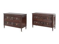 A Pair of Louis XVI Style Two-Drawer Bedside Commodes