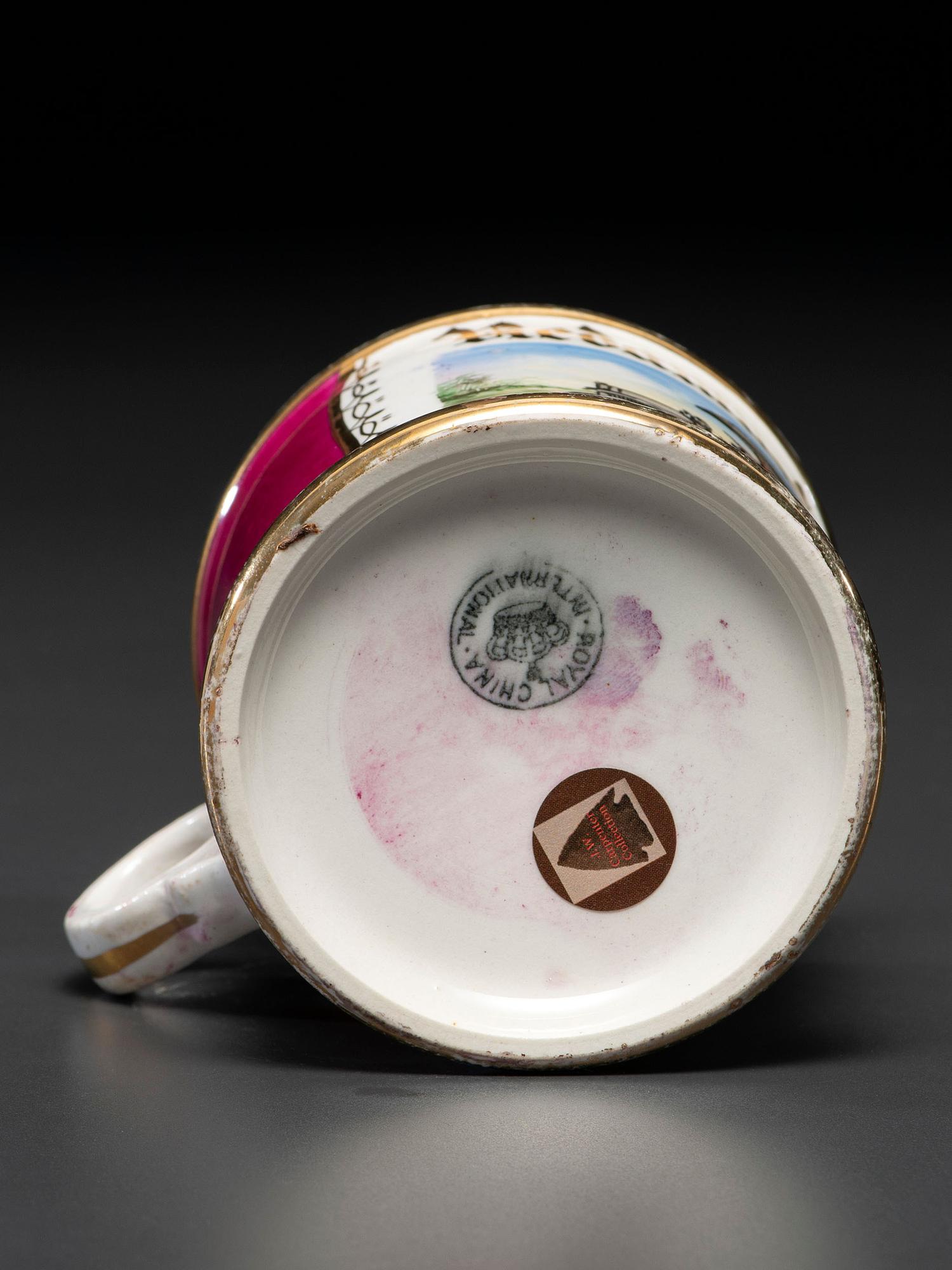 A Porcelain Occupational Shaving Mug Depicting a Railway Express Co . Truck