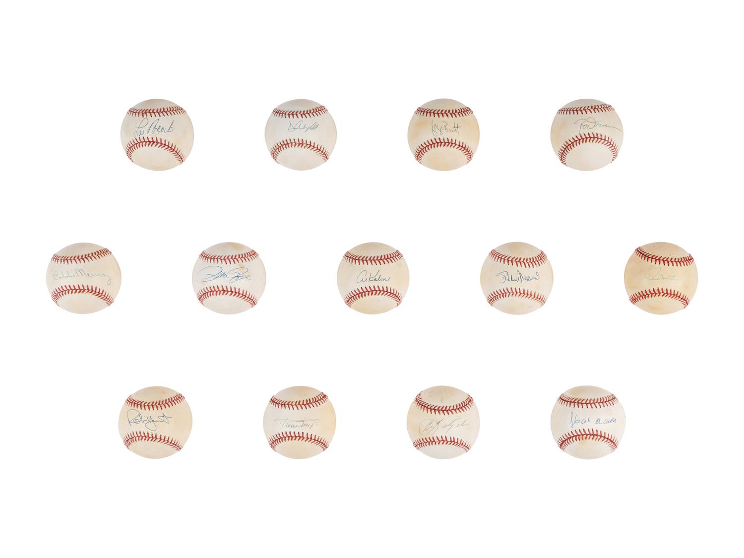 A Group of 13 3,000 Hit Club Single Signed Autograph Baseballs (Beckett Authentication Services Certified)
