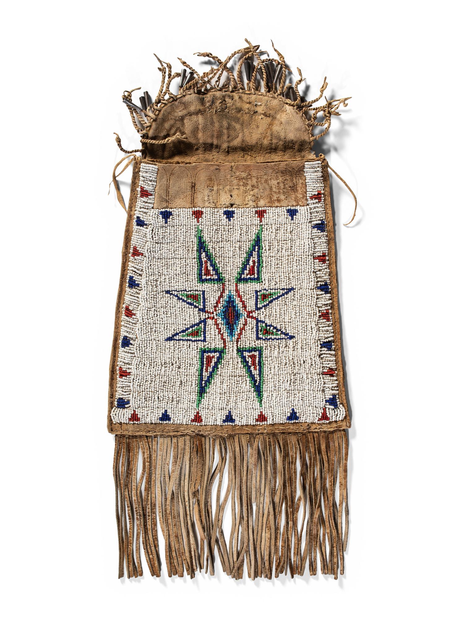 Arapaho Beaded Hide Dispatch Case, with American Flags
