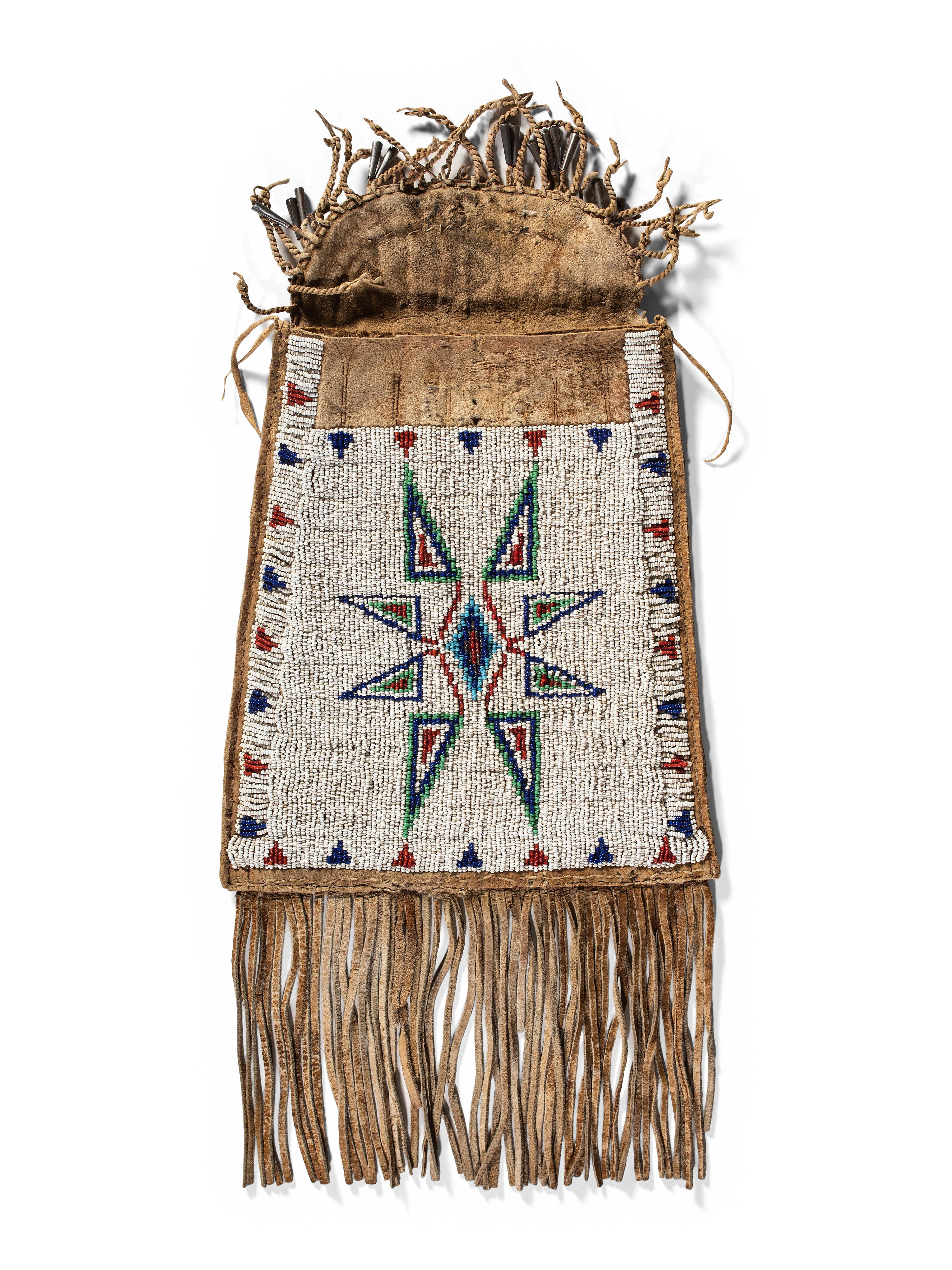 Arapaho Beaded Hide Dispatch Case, with American Flags