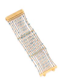 VANCOX, YELLOW GOLD, AQUAMARINE AND DIAMOND BRACELET