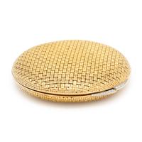VAN CLEEF & ARPELS, YELLOW GOLD AND DIAMOND COMPACT WITH SUEDE SLIP COVER