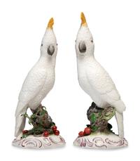 A Pair of Nymphenburg Porcelain Cockatoos
