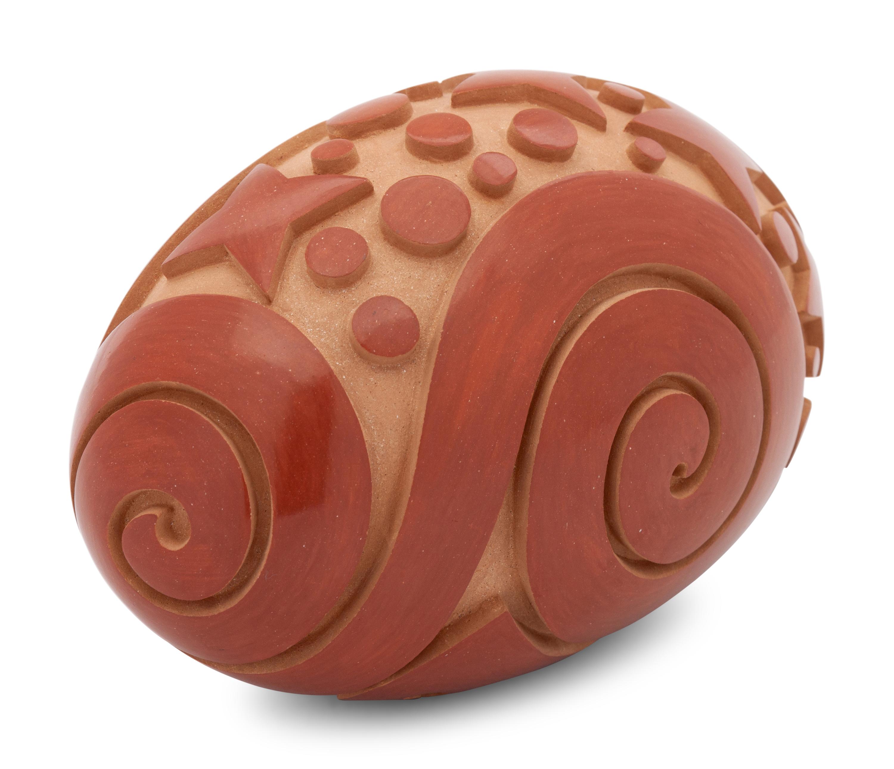 Polished and Carved Redware Pottery Vessel, with stars and swirls